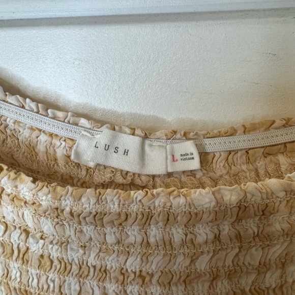 Lush Crop Top beige gingham E1.2 - Picture 2 of 6
